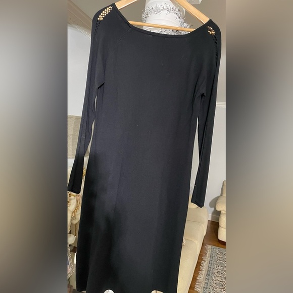BCBG Maxazria women’s size XL black long sleeve knit ,stretch dress with details - Picture 2 of 8